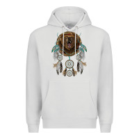 Dove Grey bear  native dreamcatcher Premium Hoodie - BarkalooDesign