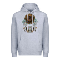 Heather Grey bear  native dreamcatcher Premium Hoodie - BarkalooDesign