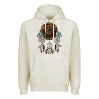 Oatmeal Heather bear  native dreamcatcher Premium Hoodie - BarkalooDesign