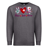 Charcoal Heather Peace Love Nurse Premium Sweatshirt - RanaPortraitStore