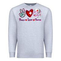 Heather Grey Peace Love Nurse Premium Sweatshirt - RanaPortraitStore