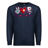 Navy Peace Love Nurse Premium Sweatshirt - RanaPortraitStore