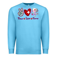 Ocean Blue Peace Love Nurse Premium Sweatshirt - RanaPortraitStore