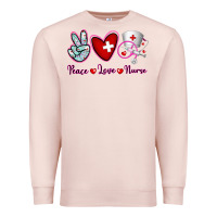 Pale Pink Peace Love Nurse Premium Sweatshirt - RanaPortraitStore