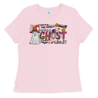 Bubblegum Pink ghost Ladies Tee - CowhideDigitalArt