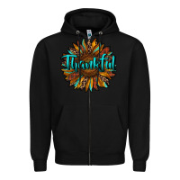 Black thankful sunflower Zipper Hoodie - RanaPortraitStore