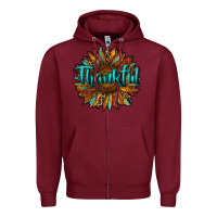 Burgundy thankful sunflower Zipper Hoodie - RanaPortraitStore