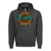 Charcoal Heather thankful sunflower Zipper Hoodie - RanaPortraitStore