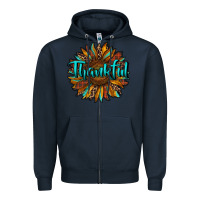 Navy thankful sunflower Zipper Hoodie - RanaPortraitStore