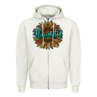 Oatmeal Heather thankful sunflower Zipper Hoodie - RanaPortraitStore