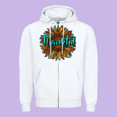 Thankful Sunflower Zipper Hoodie Designed By Ranaportraitstore