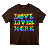 Chocolate Brown Western Love Lives Here Heavy Core Tee - BundleAndBundleShop