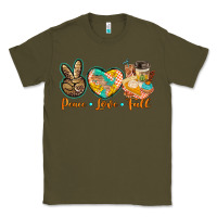 Army Green peace love fall Classic Tee - BarkalooDesign
