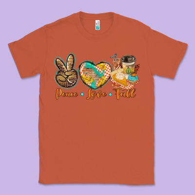 Peace Love Fall Classic Tee Designed By Barkaloodesign