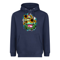 Navy Georgia Map Sunflower Cactus Serape Heavyweight Hoodie - RanaPortraitStore