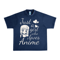 Navy just a girl who loves anime Urban Heavy Tee - DesigneFamous