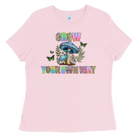 Bubblegum Pink grow your own way Ladies Tee - CowhideDigitalArt