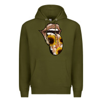 Army Green Leopard Sunflower Tongue Premium Hoodie - Jasminsmagicworld