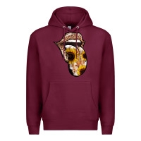 Burgundy Leopard Sunflower Tongue Premium Hoodie - Jasminsmagicworld