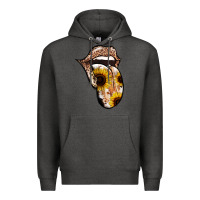 Charcoal Heather Leopard Sunflower Tongue Premium Hoodie - Jasminsmagicworld