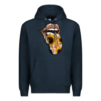Navy Leopard Sunflower Tongue Premium Hoodie - Jasminsmagicworld