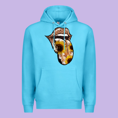 Leopard Sunflower Tongue Premium Hoodie Designed By Jasminsmagicworld