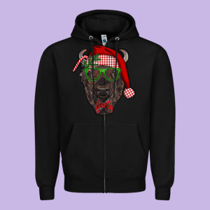Christmas Bison Zipper Hoodie Designed By Ranaportraitstore
