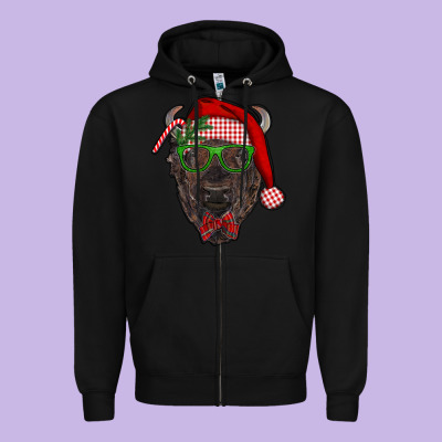 Christmas Bison Zipper Hoodie Designed By Ranaportraitstore