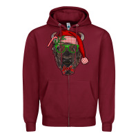 Burgundy christmas bison Zipper Hoodie - RanaPortraitStore
