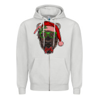 Dove Grey christmas bison Zipper Hoodie - RanaPortraitStore