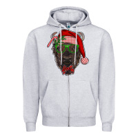 Heather Grey christmas bison Zipper Hoodie - RanaPortraitStore