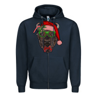 Navy christmas bison Zipper Hoodie - RanaPortraitStore