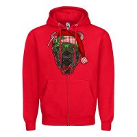 Red christmas bison Zipper Hoodie - RanaPortraitStore