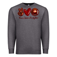 Charcoal Heather Peace Love Firefighter Premium Sweatshirt - RanaPortraitStore