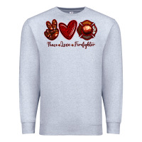 Heather Grey Peace Love Firefighter Premium Sweatshirt - RanaPortraitStore