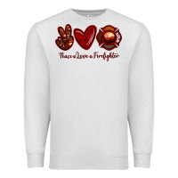 Oatmeal Heather Peace Love Firefighter Premium Sweatshirt - RanaPortraitStore