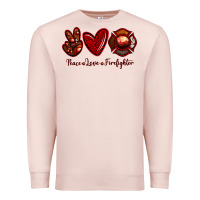 Pale Pink Peace Love Firefighter Premium Sweatshirt - RanaPortraitStore