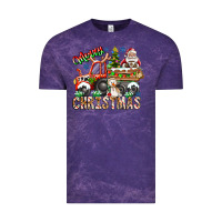 Cloud Purple Merry Christmas  tractor Vintage Tee - CowhideDigitalArt