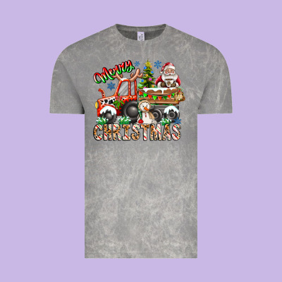 Merry Christmas  Tractor Vintage Tee Designed By Cowhidedigitalart