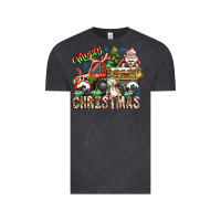 Vintage Black Merry Christmas  tractor Vintage Tee - CowhideDigitalArt