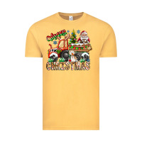 Vintage Mustard Merry Christmas  tractor Vintage Tee - CowhideDigitalArt