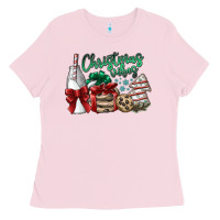 Bubblegum Pink christmas vibes Ladies Tee - SublimationCraftShop