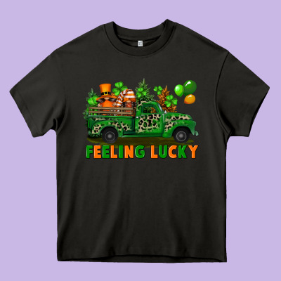 Feeling Lucky With Gnomes On Truck Heavy Core Tee Designed By Fadigitalartstudio