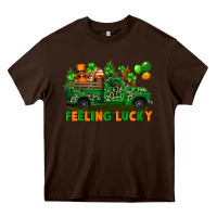 Chocolate Brown feeling lucky with gnomes on truck Heavy Core Tee - FaDigitalArtStudio