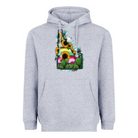 Heather Grey Idaho Map Sunflower Cactus Serape Heavyweight Hoodie - RanaPortraitStore