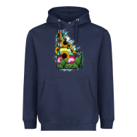 Navy Idaho Map Sunflower Cactus Serape Heavyweight Hoodie - RanaPortraitStore