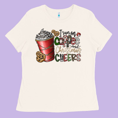 I Run On Coffee And Christmas Cheers Ladies Tee Designed By Cowhidedigitalart