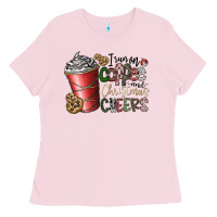 Bubblegum Pink I Run On Coffee And Christmas Cheers Ladies Tee - CowhideDigitalArt