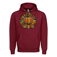 Burgundy pumpkin sunflower Zipper Hoodie - RanaPortraitStore
