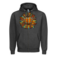 Charcoal Heather pumpkin sunflower Zipper Hoodie - RanaPortraitStore